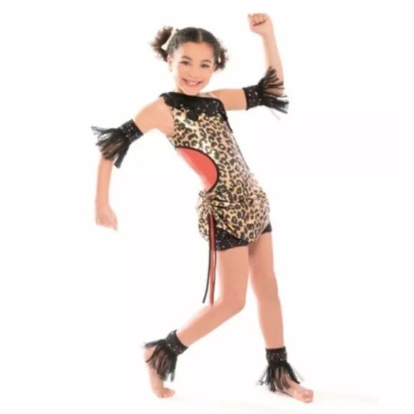 Revolution Dancewear Leopard Print Kids ROAR Dance Costume Size XS NEW